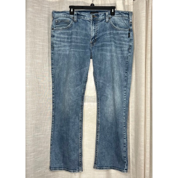 Silver Jeans Zac Straight Leg Relaxed Fit Denim Light Wash Men's Size 40x31 - Picture 1 of 13